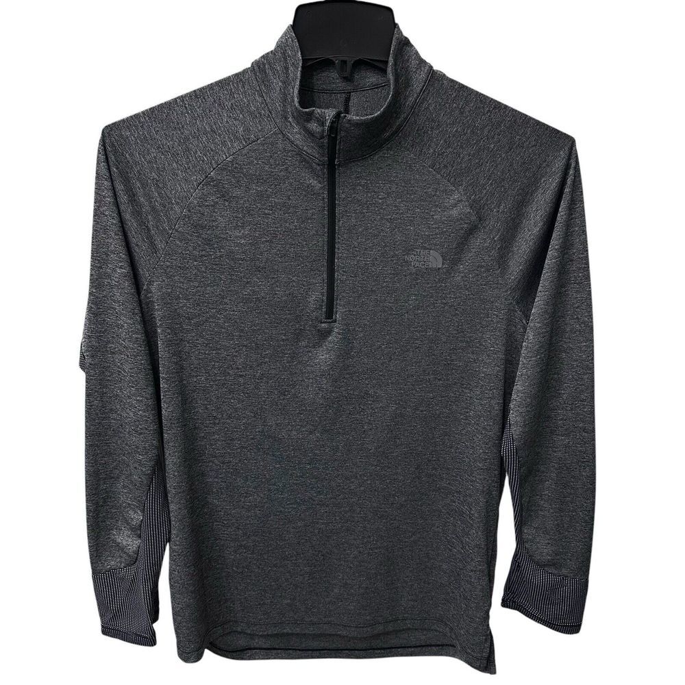 The North Face 1/4 Zip Pullover Men's‎ Medium Grey Mock Neck Lightweight Running